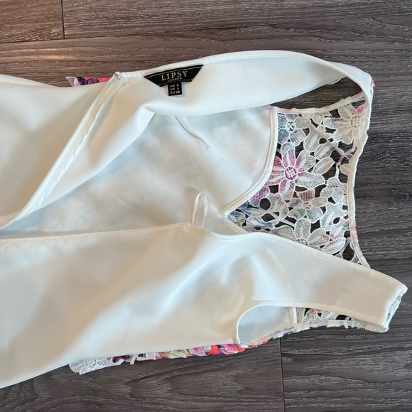 Lipsy London White Embroidered Top Formal Dress Size 4 - Picture 6 of 6